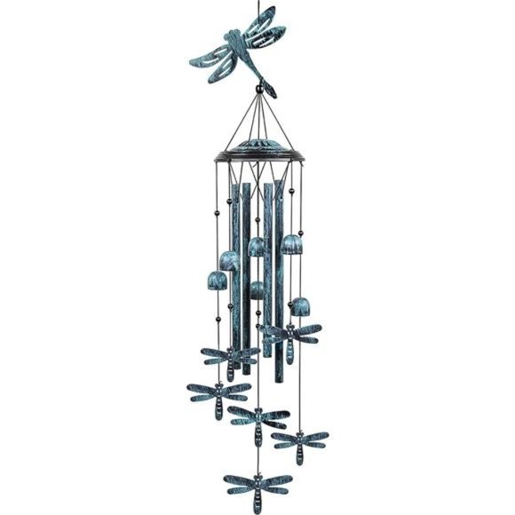 Outdoors Wind Chimes with 4 Aluminum Tubes -Dragonfly S Hook, Wind Bells Hanging - Picture 1 of 7